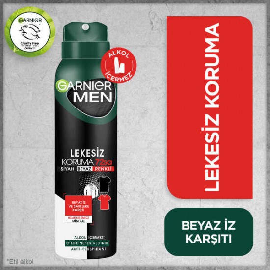 Garnier Men Lekesiz Koruma Spray Deodorant 72 Saat 150 ml Garnier Men Lekesiz Koruma Spray Deodorant 72 Saat 150 ml