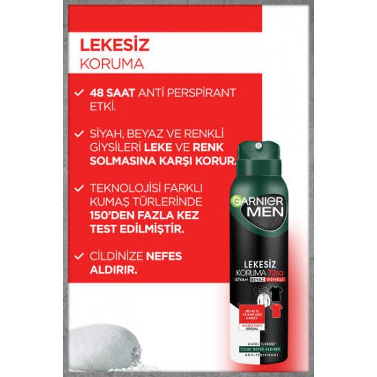 Garnier Men Lekesiz Koruma Spray Deodorant 72 Saat 150 ml Garnier Men Lekesiz Koruma Spray Deodorant 72 Saat 150 ml