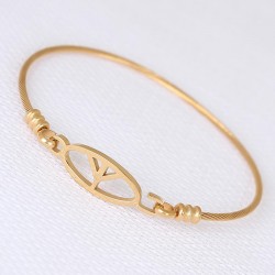 Gold Metal Çelik Figürlü Erkek Kelepçe Bileklik