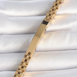 316L Çelik Gold Renk Zincir Künye Model Erkek Bileklik