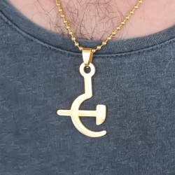 Gold Renk Metal Orak ve Balta Figürlü Erkek Kolye
