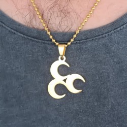 Gold Renk Metal 3 Hilal Figürlü Erkek Kolye