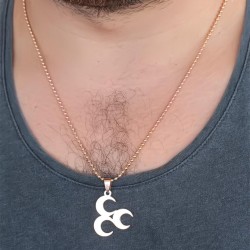 Rose Renk Metal 3 Hilal Figürlü Erkek Kolye