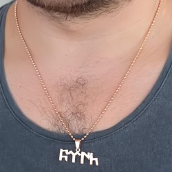 Rose Renk Metal Göktürkçe Türk Yazı Figürlü Erkek Kolye