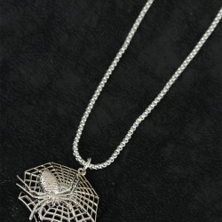 Örümcek Tasarım Silver Renk Zincirli Erkek Kolye