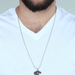 Gümüş Renk Krom Kaplama Kararmaz Dolar Tasarım Metal Erkek Kolye