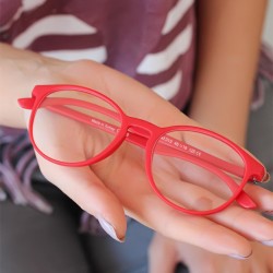 Kırmızı Renk Oval Mat Kadın Gözlük