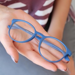 Mavi Renk Oval Mat Kadın Gözlük