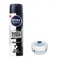 Nivea Men Black White Invisible Deodorant 150 ml + 50 Soft Creme
