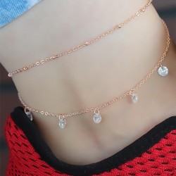 Zirkon Taşlı Çift Zincirli Rose Renk Hal
