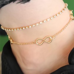 Gold Renk Sonsuzluk Figürlü Zirkon Sıra Taşlı Halhal