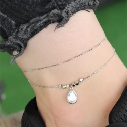 Yeni Sezon Silver Renk Damla Zirkon Taşlı Halhal