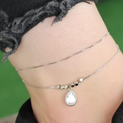 Yeni Sezon Silver Renk Damla Zirkon Taşlı Halhal