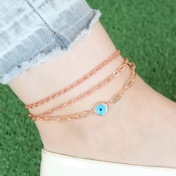 Rose Renk Zincirli Nazar Figürlü Hal