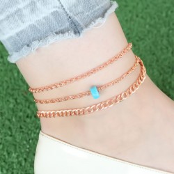 Rose Renk Zincirli Mavi Boncuklu Hal
