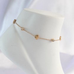 316L Çelik Gold Renk Zirkon Taş Detay Minimal Kalpli Halhal