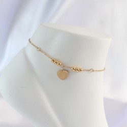 316L Çelik Gold Renk Zirkon Taş Detay Kalpli Halhal