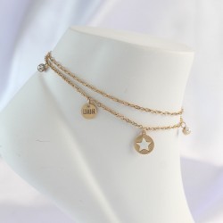 316L Çelik Gold Renk Zirkon Taş Detay Yıldız Halhal