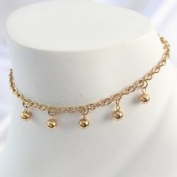 316L Çelik Gold Renk Sallantı Topçuk Zincir Model Kadın Halhal
