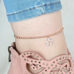 Rose Renk Top Zincirli Taşlı Çiçekli Hal