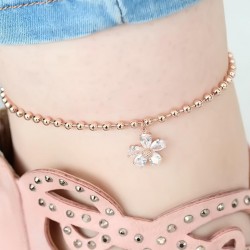 Rose Renk Top Zincirli Taşlı Çiçekli Hal