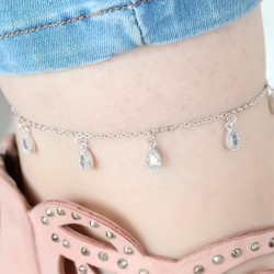 Silver Renk Zincirli Zirkon Taşlı Hal