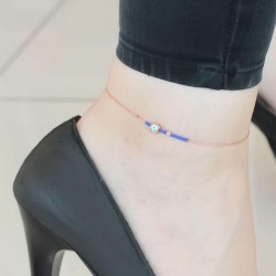 Lacivert Miyuki Taşlı Nazar Boncuklu Hal