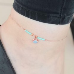 Mavi Miyuki Taşlı Taçlı Hal