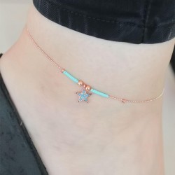 Mavi Miyuki Taşlı Yıldızlı Hal