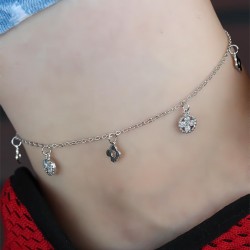 Zirkon Taşlı Silver Renk Kaplama Zincir Hal