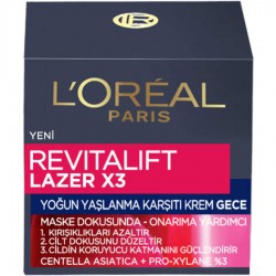  Loreal Paris Revitalift Lazer X3 Yoğun Yaşlanma Karşıtı 50 ml Gece Bakım Kremi