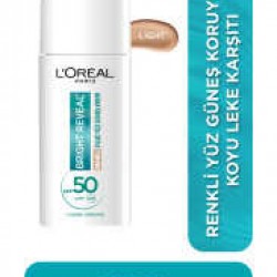Loreal Paris Bright Reveal Spf 50+ Koyu Leke Karşıtı Renkli Fluid Günlük Yüz Güneş Kremi 50ml - Light