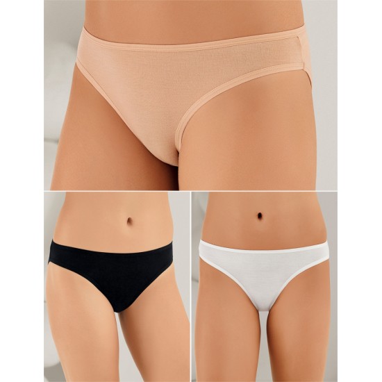 Şahinler Kadın Külot Modal Üç lü Set MB3046 Siyah-Beyaz-Ten Şahinler Kadın Külot Modal Üç lü Set MB3046 Siyah-Beyaz-Ten