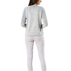 Mel Bee Peluş Pijama Takımı Gri MBP23621-1