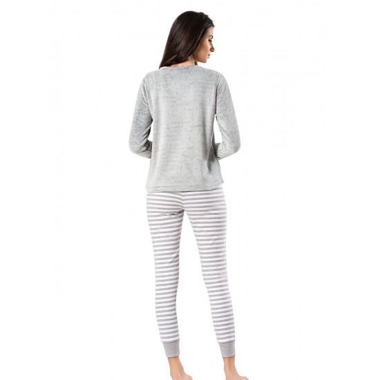 Mel Bee Peluş Pijama Takımı Gri MBP23621-1 Mel Bee Peluş Pijama Takımı Gri MBP23621-1