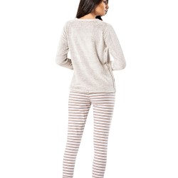 Mel Bee Peluş Pijama Takımı Kahve MBP23621-2 Kahverengi