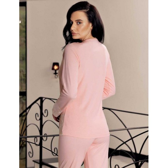 Şahinler Dantelli Kadın Pijama Takımı Pembe MBP23718-1