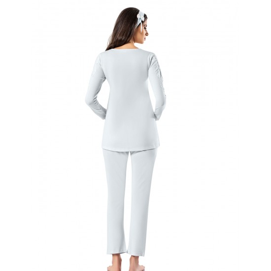 Şahinler Lohusa Pijama Takımı Mavi MBP23726-2 Şahinler Lohusa Pijama Takımı Mavi MBP23726-2