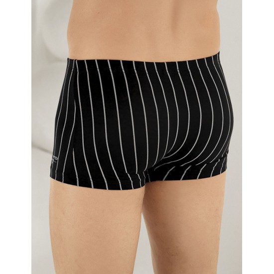 Şahinler Likralı Modal Çizgili Erkek Boxer Siyah ME122