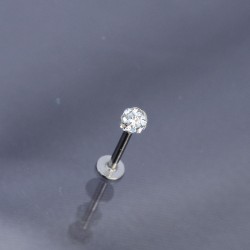 Zirkon Taşlı Gümüş Renk 316L Cerrahi Çelik Piercing