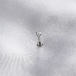 316L Cerrahi Çelik Gümüş Renk 3 5 mm Zirkon Dudak Piercing