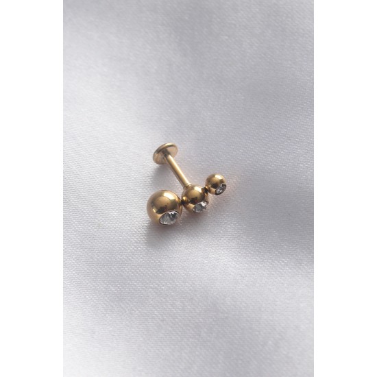 316L Cerrahi Çelik Gold Renk 3lü Taş Tragus Piercing 316L Cerrahi Çelik Gold Renk 3lü Taş Tragus Piercing