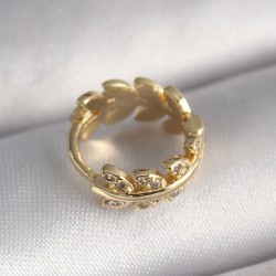 316L Çelik Gold Renk Zirkon Taşlı Yaprak Model Tragus Piercing