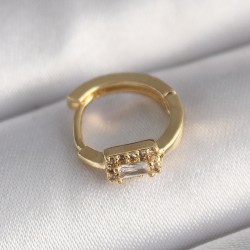 316L Çelik Gold Renk Kare Zirkon Taşlı Tragus Piercing