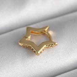 316L Çelik Gold Renk Zirkon Taş Detaylı Yıldız Model Tragus Piercing