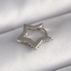 316L Çelik Gümüş Renk Zirkon Taş Detay Yıldız Model Tragus Piercing