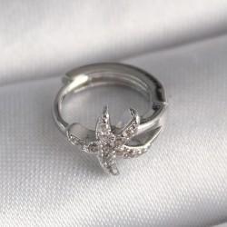 316L Çelik Gümüş Renk Zirkon Taşlı Deniz Yıldızı Model Tragus Piercing