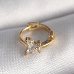 316L Çelik Gold Renk Zirkon Taşlı Kelebek Model Tragus Piercing