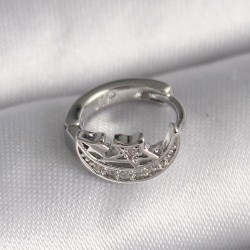 316L Çelik Gümüş Renk Zirkon Taşlı Ay Yıldız Model Tragus Piercing