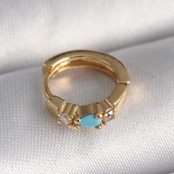316L Çelik Gold Renk Zirkon Taşlı Mavi Taş Detay Tragus Piercing